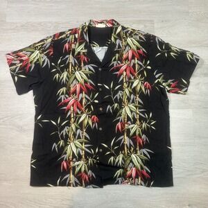 Nani Creations Kalali Hawaii XXL Mens Bamboo Hawaiian Shirt Black Tropical‎